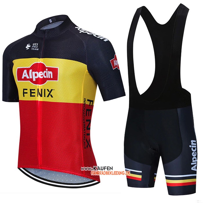 Alpecin Fenix Kurzarmtrikot 2021 und Kurze Tragerhose Shwarz Gelb Rot